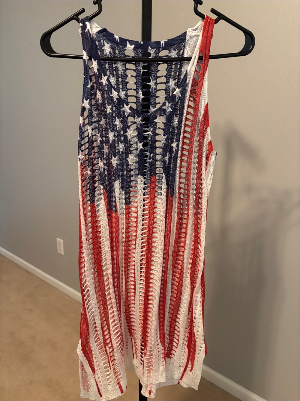 AMERICAN FLAG CROCHET SWIMSUIT COVER-UP PTP 16”-21”